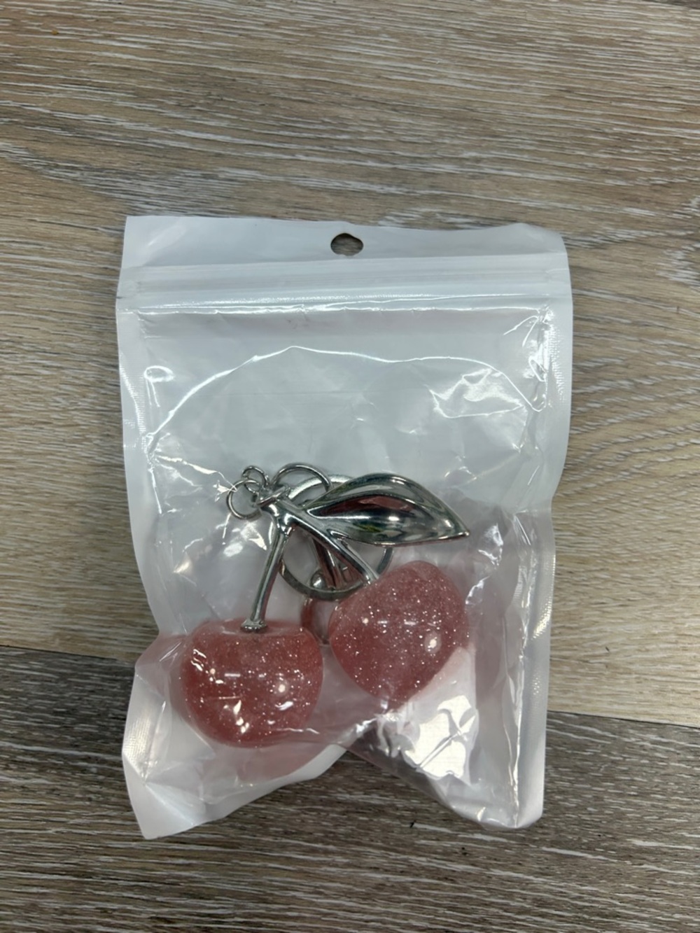 Sparkling Cherry Keychain Bag Charm - Pink